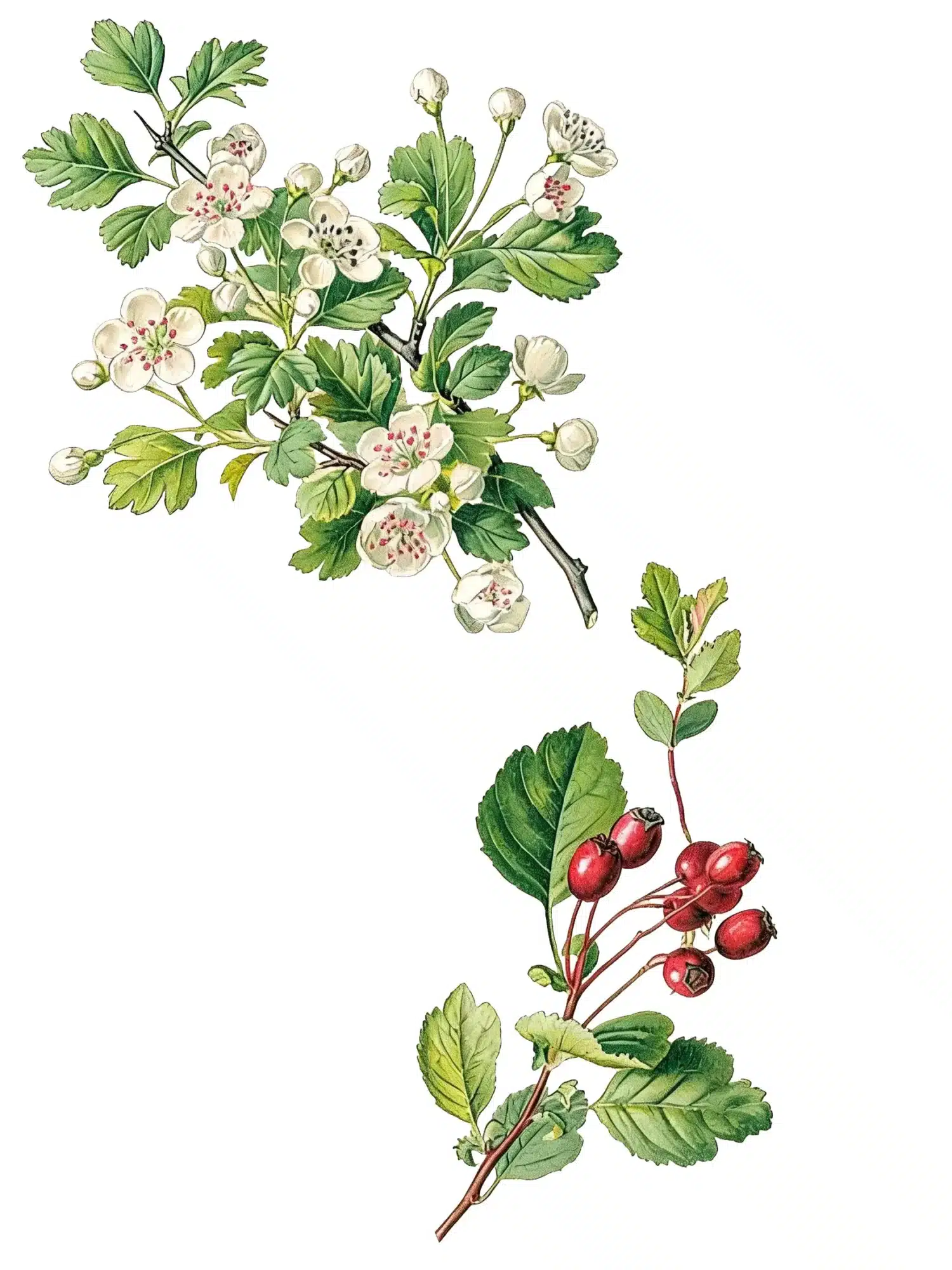 Aubepine planche botanique