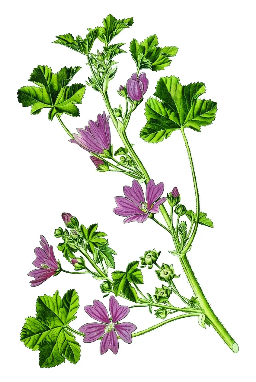 Mauve Sylvestre dessin botanique Mauve Sylvestre description botanique